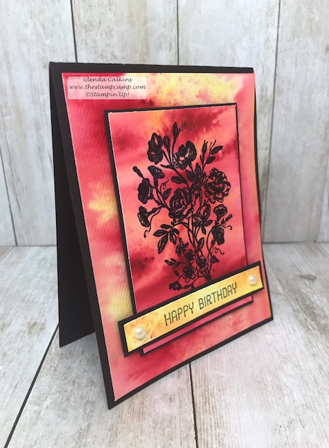 This is the Very Vintage hostess set from Stampin' Up! available with a min. $150.00 order/party.  I paired it with the Brusho Crystal Colours to create a fun and colorful background and to stamp on. Details www.thestampcamp.com #stampinup #brushocolourcrystals #thestampcamp #DIY
