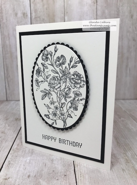 Clean and Simple stamping can be so pretty and doesn't take a lot of effort.  The classic look of Black and White is very classy and elegant.  Details: www.thestampcamp.com #stampinup #veryvintage #thestampcamp #stamp #craft