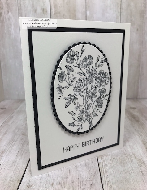 Clean and Simple stamping can be so pretty and doesn't take a lot of effort.  The classic look of Black and White is very classy and elegant.  Details: www.thestampcamp.com #stampinup #veryvintage #thestampcamp #stamp #craft