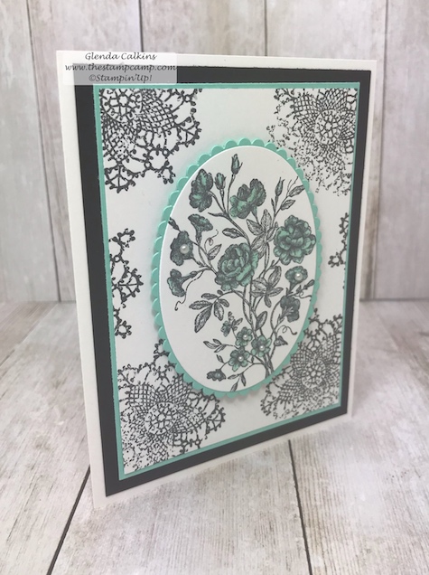 Clean and Simple stamping with a pop of color can be so pretty and doesn't take all the much effort.  The classic look of Black and White is very classy and elegant.  Details: www.thestampcamp.com #stampinup #veryvintage #thestampcamp #stamp #craft