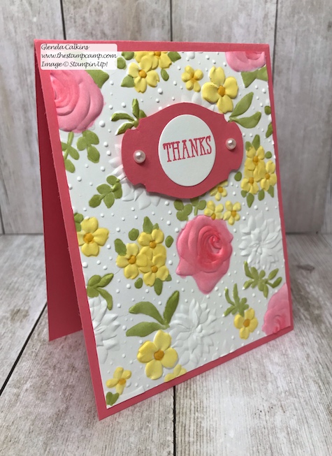 Country Floral embossing folder free during Sale-a-bration from Stampin' Up! this ends March 31 2019.  Details www.thestampcamp.com #glendasblog, #stampinup #saleabration #thestampcamp