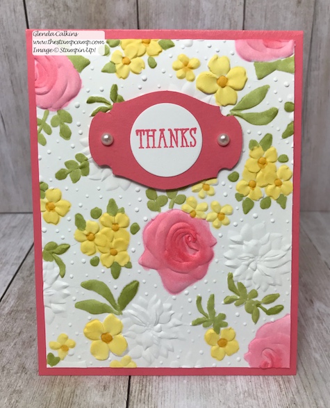 Country Floral embossing folder free during Sale-a-bration from Stampin' Up! this ends March 31 2019.  Details www.thestampcamp.com #glendasblog, #stampinup #saleabration #thestampcamp