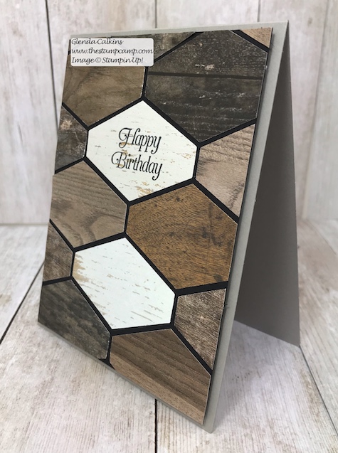 Faux Wood Tile look created using the Tailored Tag Punch from Stampin' Up! Details on my blog: www.thestampcamp.com #stampinup #punches #thestampcamp #masculine