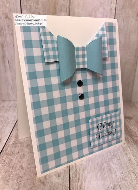 What a great masculine card for a birthday, graduation, Father's Day. Super simple to make and it used the Tailored Tag punch in a unique way. Details on my blog: www.thestampcamp.com #thestampcamp #stampinup #punches #masculine