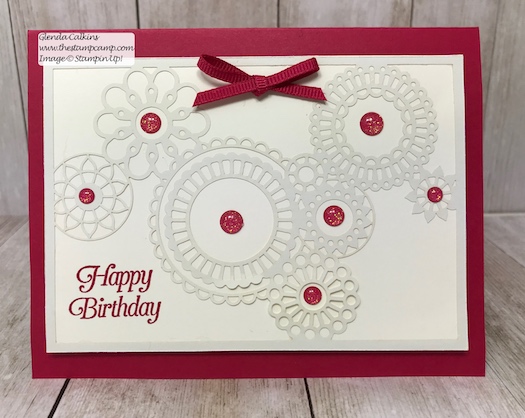 This intricate paper is part of the Delightfully Detailed Laser-Cut Specialty papers from Stampin' Up!  Details on my blog: www.thestampcamp.com #birthday, #stampinup #thestampcamp #handmadecards