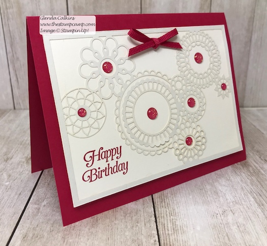 This intricate paper is part of the Delightfully Detailed Laser-Cut Specialty papers from Stampin' Up!  Details on my blog: www.thestampcamp.com #birthday, #stampinup #thestampcamp #handmadecards