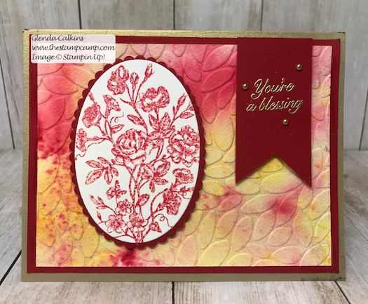 Another Brusho Crystal Colour Technique using embossing folders. Check out the Stamp Camp on Pinterest for different techniques. #thestampcamp #stampinup #techniques #brushocrystalcolours