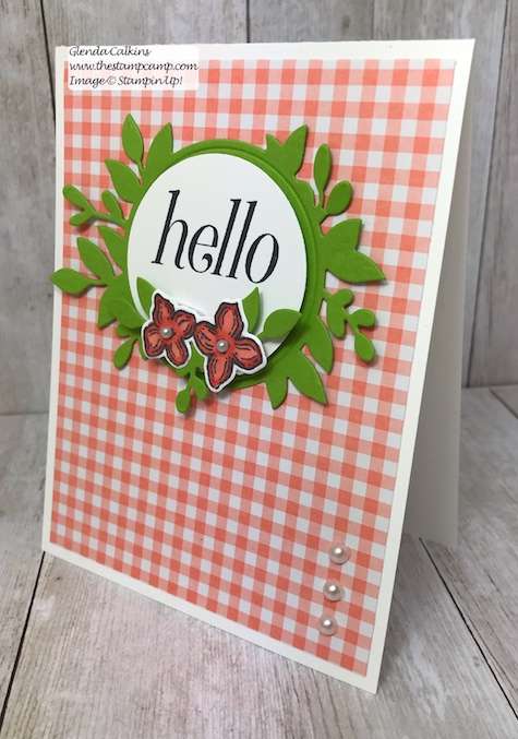 A simple card just to say hello.  This is a retiring stamp set from Stampin' Up! so purchase it soon before it is gone for good!  Details: www.thestampcamp.com #thestampcamp, #stampinup #retiring, #handmade 