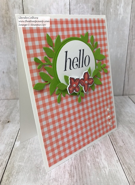 A simple card just to say hello.  This is a retiring stamp set from Stampin' Up! so purchase it soon before it is gone for good!  Details: www.thestampcamp.com #thestampcamp, #stampinup #retiring, #handmade 
