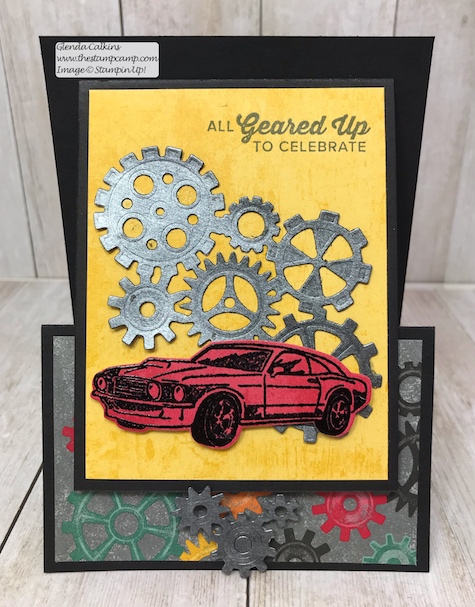 This is my featured stamp set for May Geared Up Garage. Each card is also a gift card holder; great for Father's Day or Birthday's. Details on my blog: www.thestampcamp.com #garagegear #stampinup #thestampcamp #masculine #giftcardholder