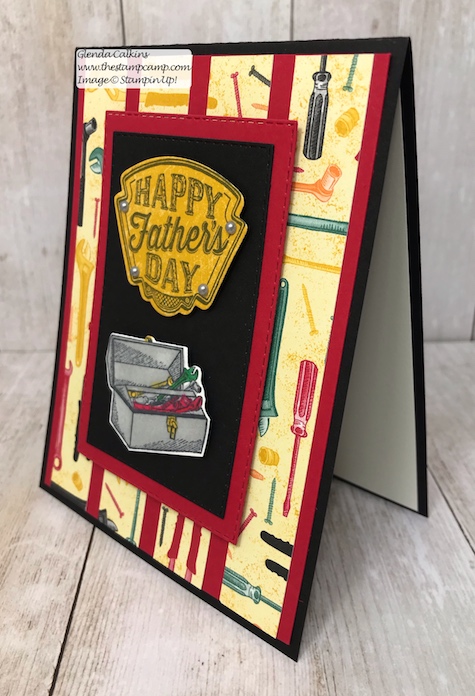 This is my featured stamp set for May Geared Up Garage. This card is a great card for Father's Day or Birthday's. Details on my blog: www.thestampcamp.com #garagegear #stampinup #thestampcamp #masculine #tooltime