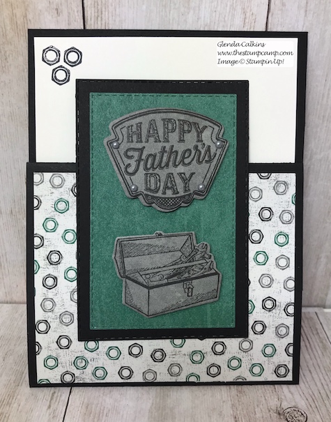 This is my featured stamp set for May Geared Up Garage. This card is a gift card holder; great for Father's Day or Birthday's. Details on my blog: www.thestampcamp.com #garagegear #stampinup #thestampcamp #masculine #giftcardholder