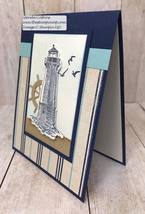 This is the Sailing Home stamp set with the Come Sail Away DSP from Stampin' Up! Details on my blog here: https://wp.me/p59VWq-abV #stampinup #thestampcamp #masculine #sailinghome