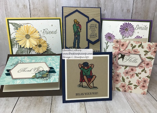 This is the bundle of cards I'm giving away this week. Were you the lucky recipient? Each week I'm giving away 6 cards 1 for each blog posting for the week. DETAILS HERE: https://wp.me/p59VWq-a8f #stampinup #cards #thestampcamp #giveaway