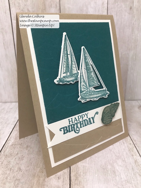 Did you know that the July Paper Pumpkin On My Mind and the Sail Away Home Suite coordinate? Well they do and this card is a combination of both stamp sets. Details on my blog here: https://wp.me/p59VWq-agi #stampin' Up! #paperpumpkin #thestampcamp #sailaway