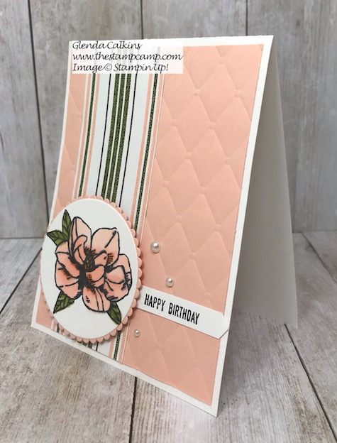 This is the Magnolia Blooms stamp set from the Stampin' Up! Beginners Brochure. Details can be found on my blog here: https://wp.me/p59VWq-ahv . #stampinup #magnolia #thestampcamp #stamps