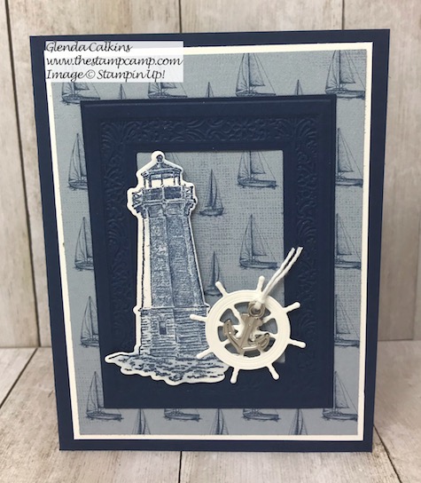 This is the Sailing Home Stamp Set from Stampin' Up! I paired it with the Heirloom Frames Dies & Embossing Folders. Details can be found on my blog here: https://wp.me/p59VWq-agU #stampinup #sailaway #thestampcamp #stamps