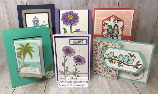 These are the cards going out in the mail today to a lucky subscriber and customer of my blog. Details are here: https://wp.me/p59VWq-acW #stampinup #thestampcamp #cards #giveaway #stamps