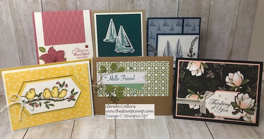 These are the cards going out in the mail today to a lucky subscriber and customer of my blog. Details are here: https://wp.me/p59VWq-agq #stampinup #thestampcamp #cards #giveaway #stamps