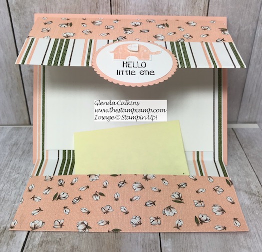 This Soft and Sweet Baby Card was created from the Magnolia Lane Designer Series Paper and the Little Elephant stamp set from Stampin' UP! Details on my blog here: https://wp.me/p59VWq-alO #stampinup #thestampcamp #baby #giftcardholder
