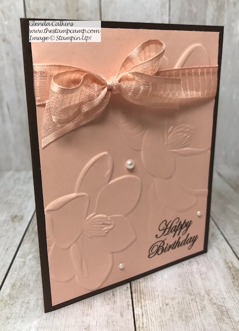 This is the Magnolia 3D embossing folder from Stampin' Up! Details and ordering available on my blog here: https://wp.me/p59VWq-akR #embossing #stampinup #thestampcamp #handmadecards
