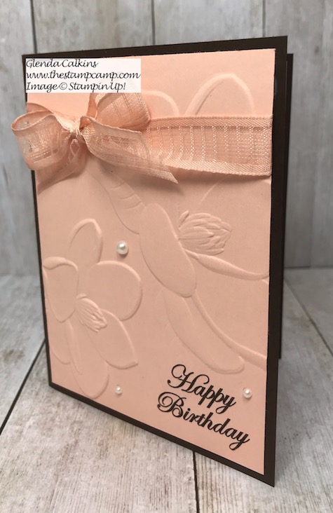 This is the Magnolia 3D embossing folder from Stampin' Up! Details and ordering available on my blog here: https://wp.me/p59VWq-akR #embossing #stampinup #thestampcamp #handmadecards