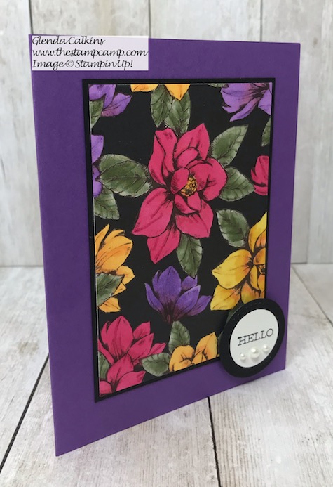 This gorgeous print is from the Magnolia Lane Designer Series Paper Pack from Stampin' Up! I altered the print using the Stampin' Up! Blends. Details on my blog here: https://wp.me/p59VWq-aiH #stampinup #thestampcamp #blends #magnolia