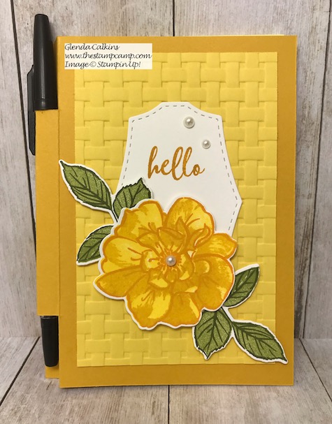 I used the To A Wild Rose Bundle to create this Sticky Notepad Holder. The front was also embossed with the Basket Weave Embossing Folder. Details on my blog Here: https://wp.me/p59VWq-am3 #stampinup #embossing #basketweave #notepad #thestampcamp #gift