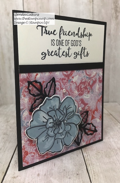 This is the Stampin' Up! Woven Heirlooms Designer Series Paper and the To a Wild Rose stamp set. This was done for a sketch challenge. Details are on my blog here: https://wp.me/p59VWq-akF #stampin #heirloom #wildrose #thestampcamp