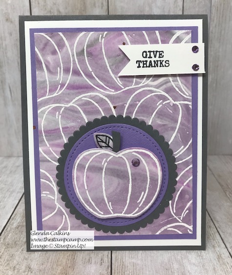 This is the Harvest Hellos Bundle with the Embossed Resists Shaving Cream Technique. Details and video on my blog here: https://wp.me/p59VWq-aqh #stampinup #thestampcamp #halloween #harvesthellos