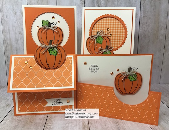 Harvest Hellos my featured stamp set for September. This half of the month is all about Pumpkins; the first 1/2 of the month was all about Apples. Details here: https://wp.me/p59VWq-apc #stampinup #harvesthellos #thestampcamp #pumpkins #halloween