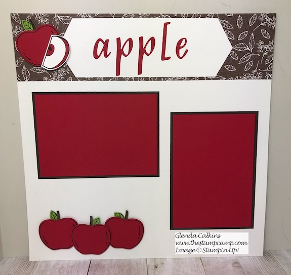 Harvest Hellos scrapbook pages for your Fall Apple Picking family photos. Details on my blog: https://wp.me/p59VWq-anH #stampinup #harvesthellos #thestampcamp #scrapbook