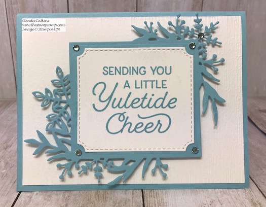 This is the Frosted Foliage Bundle from Stampin' UP! You can't see in the photo but it is sparkling. Details on my blog here: https://wp.me/p59VWq-asM #stampinup #thestampcamp #frostedfoliage #christmas