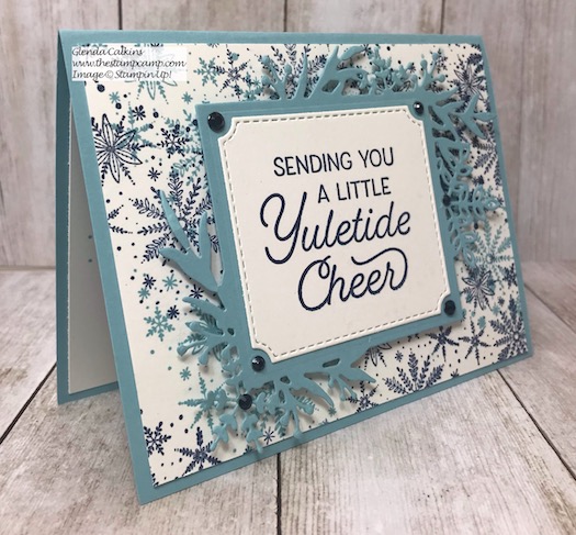 Frosted Foliage One Sheet Wonder technique with Sophia. Details on my blog here: https://wp.me/p59VWq-atL #stampinup #frostedfoliage #thestampcamp #christmas