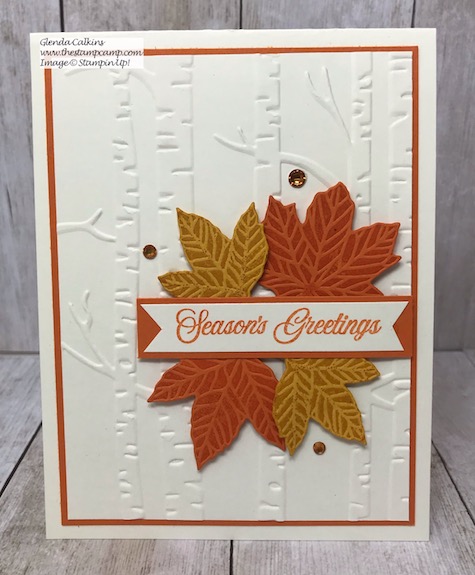 The Gather Together Bundle is perfectly paired with the Woodland Embossing Folder. Details on my blog here: https://wp.me/p59VWq-auC #thestampcamp #stampinup #woodlandembossing #fall #gathertogether