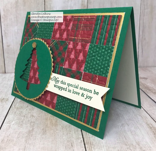 This month my featured stamp set is the Perfectly Plaid bundle. This card is a quilt card and the details can be found on my blog here: https://wp.me/p59VWq-avy #stampinup #perfectlyplaid #thestampcamp #Christmas