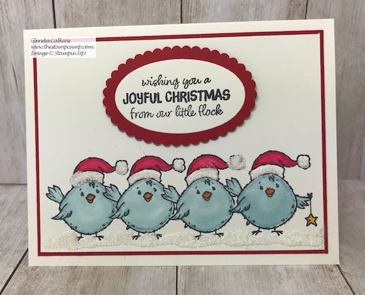This super cute chick is part of the Birds of a Feather stamp set from Stampin' Up! Details on my blog here: https://wp.me/p59VWq-axO #stampinup #thestampcamp #christmas #birdsofafeather