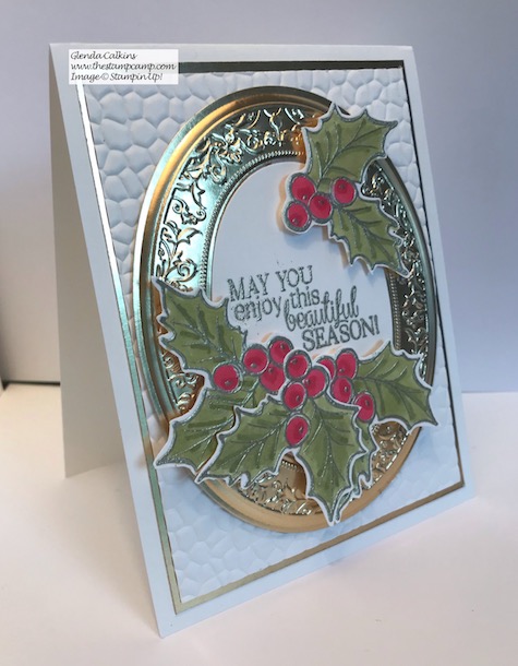 Christmas Gleaming bundle with the Heirloom Frames Dies and Embossing Folders. Details on my blog here: https://wp.me/p59VWq-aAy #stampinup #thestampcamp #christmas