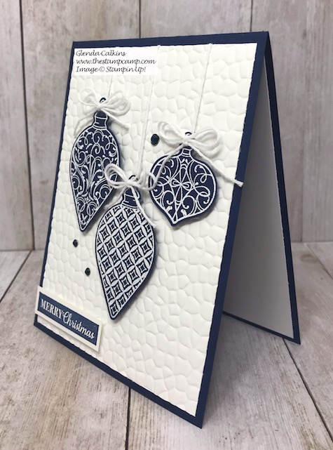 The ornaments on this card are from the Gleaming Ornaments punch pack from Stampin' Up! It is part of the Christmas Gleaming Bundle. Details are on my blog here: https://wp.me/p59VWq-awQ #stampinup #thestampcamp #christmas #ornaments
