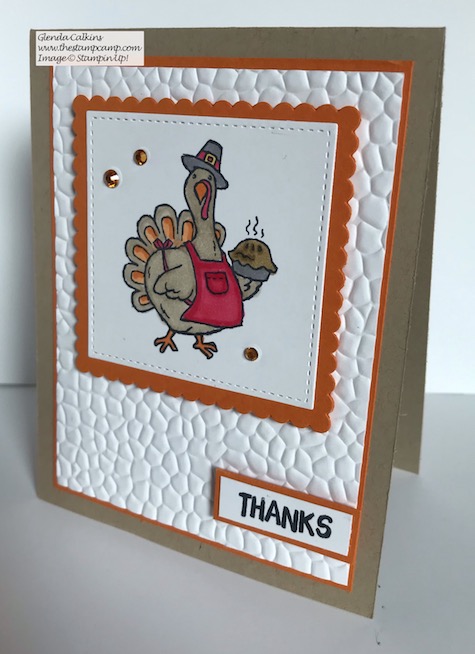 Tom Turkey says Happy Thanksgiving from the Birds of a Feather stamp set. Details on my blog here: https://wp.me/p59VWq-aAe #stampinup #thestampcamp #Thanksgiving