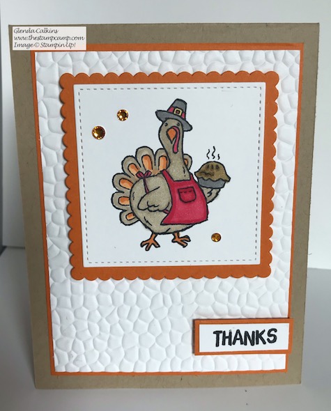 Tom Turkey says Happy Thanksgiving from the Birds of a Feather stamp set. Details on my blog here: https://wp.me/p59VWq-aAe #stampinup #thestampcamp #Thanksgiving