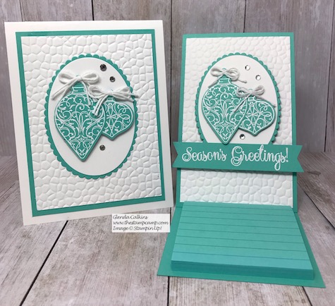 This is the Christmas Gleaming Bundle turned into a gorgeous Sticky Note Holder for anyones desk with coordinating Christmas card. Details can be found on my blog here: https://wp.me/p59VWq-aB2 #stampinup #thestampcamp #stickynote #christmas