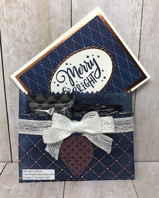 Tuesday's Tips & Techniques tonight Live on my Facebook page The Stamp Camp December 17, 2019 8PM EST . We will be creating this fun treat bag/gift card holder Details here: https://wp.me/p59VWq-aDb #stampinup #thestampcamp #glendasblog #gift
