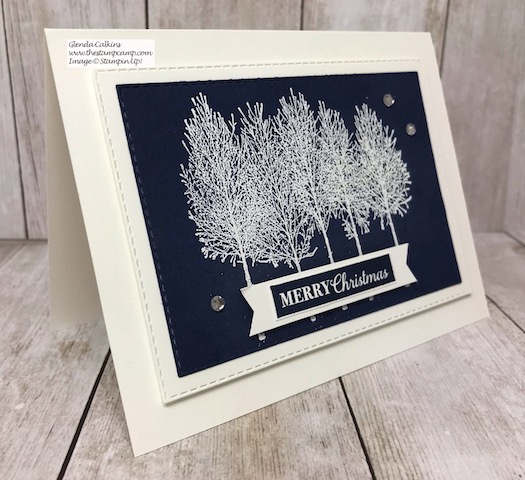The Winter Woods stamp set is perfect for Christmas Cards as well as winter birthdays or weddings. Details on my blog here: https://wp.me/p59VWq-aDm #stampinup #thestampcamp #winter #chirstmas