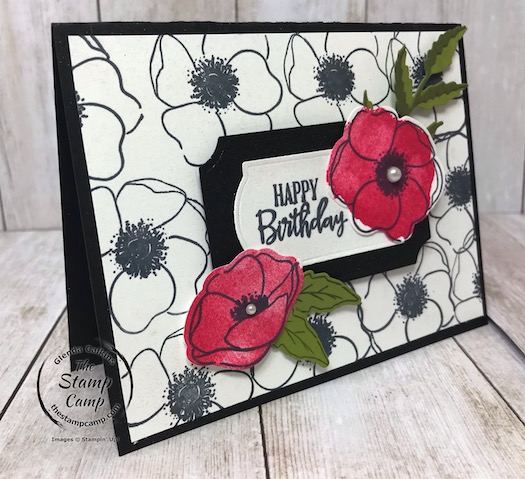 Create your own background papers using the Painted Poppies stamp set. Details can be found on my blog here: https://wp.me/p59VWq-aOv #stampinup #thestampcamp #paintedpoppies #peacefulpoppies