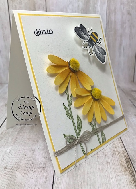 Tuesday's Tips and Techniques is creating a Coneflower and a Wobble Bee. See my blog for details here: https://wp.me/p59VWq-aMZ . #stampinup #wobbles #thestampcamp #daisypunch