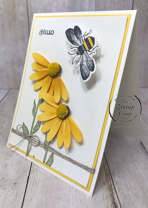 Tuesday's Tips and Techniques is creating a Coneflower and a Wobble Bee. See my blog for details here: https://wp.me/p59VWq-aMZ . #stampinup #wobbles #thestampcamp #daisypunch