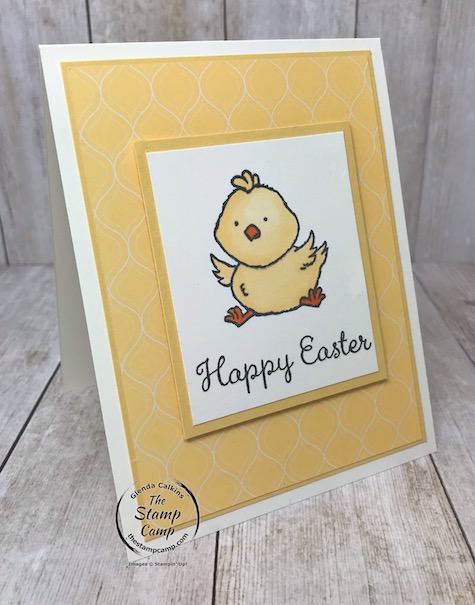  This is the little Easter Chick from the Welcome Easter Stamp Set from Stampin' Up! I'm doing a series of cards featuring this stamp set on my blog. Details are here: https://wp.me/p59VWq-aQF #stampinup #welcomeeaster #easter #thestampcamp