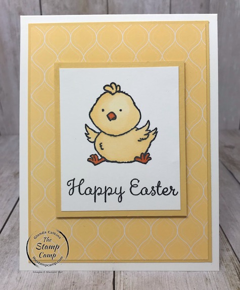This is the little Easter Chick from the Welcome Easter Stamp Set from Stampin' Up! I'm doing a series of cards featuring this stamp set on my blog. Details are here: https://wp.me/p59VWq-aQF #stampinup #welcomeeaster #easter #thestampcamp