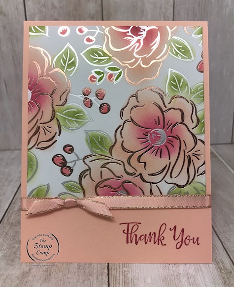 Still playing with the Flowering Foils Specialty Paper which is FREE during Sale-a-bration 2020. Details are on my blog here: https://wp.me/p59VWq-aSp #stampinup #saleabration #thestampcamp #papers #floweringfoils